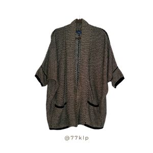 Splendid Waffle Knit Oversized Cocoon Cardigan Sweater Half Sleeve